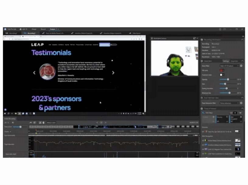 Eye-tracking heatmaps and gaze plots from usability sessions in the UX lab
